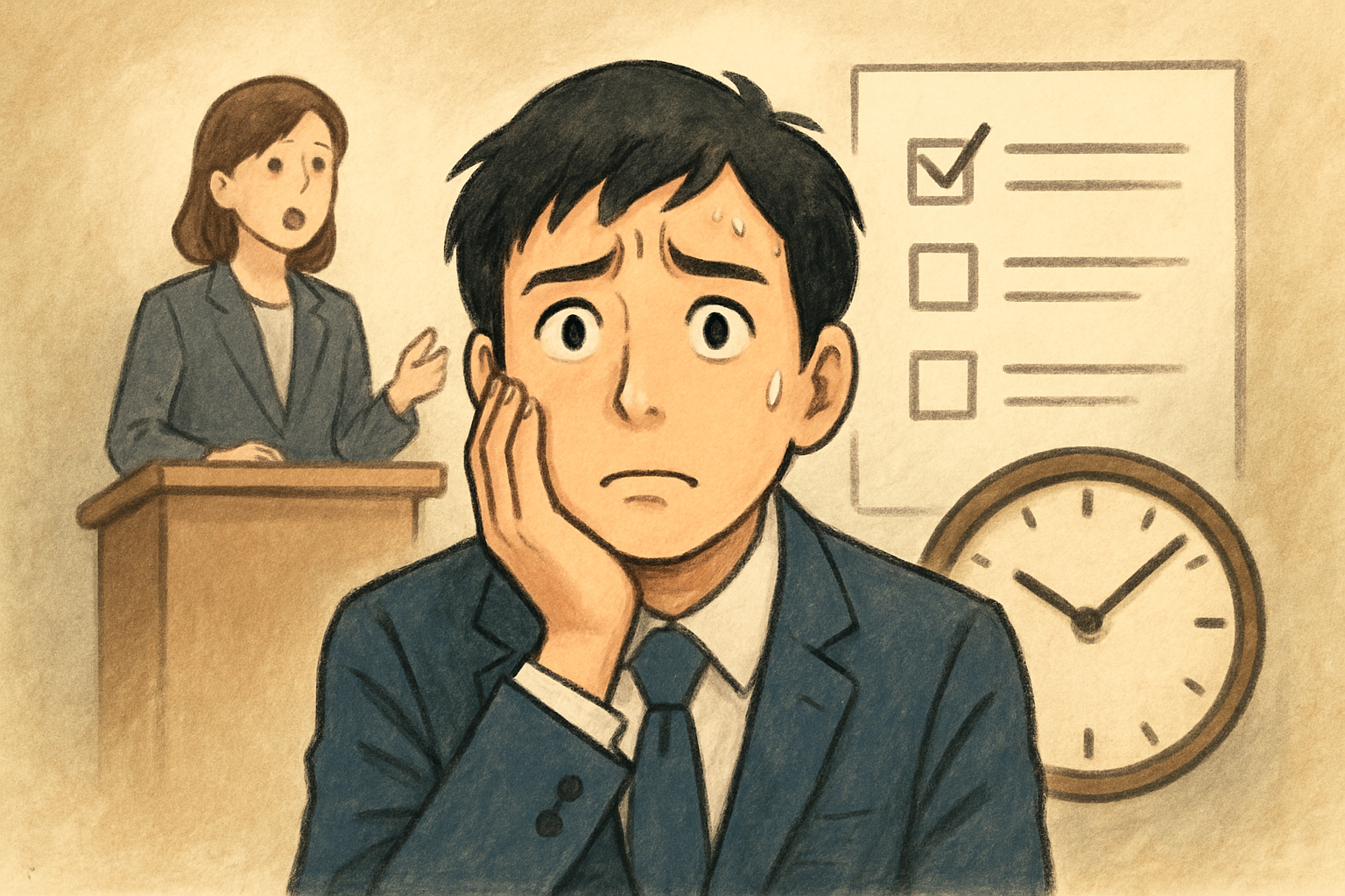 直前不安が起こりやすい場面のイメージ